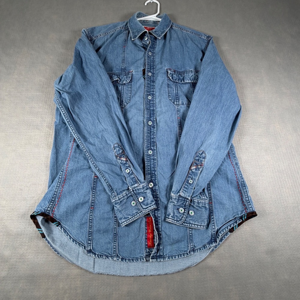 Robert Graham Freshly Laundered Denim Shirt Mens Medium Blue Cotton Button Down